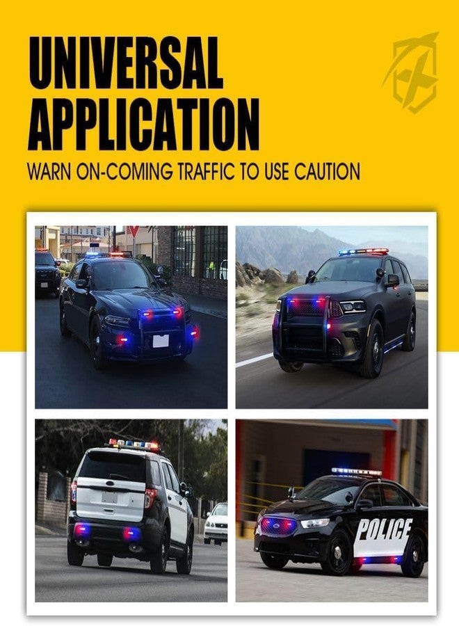 Xprite Red Blue LED Surface Mount Strobe Police Lights Kit, w/Control Panel Emergency Safety Warning Flashing Grille Cop Marker Light Assembly for Vehicles Trucks ATV UTV Motorcycle 8PCS - Image 3